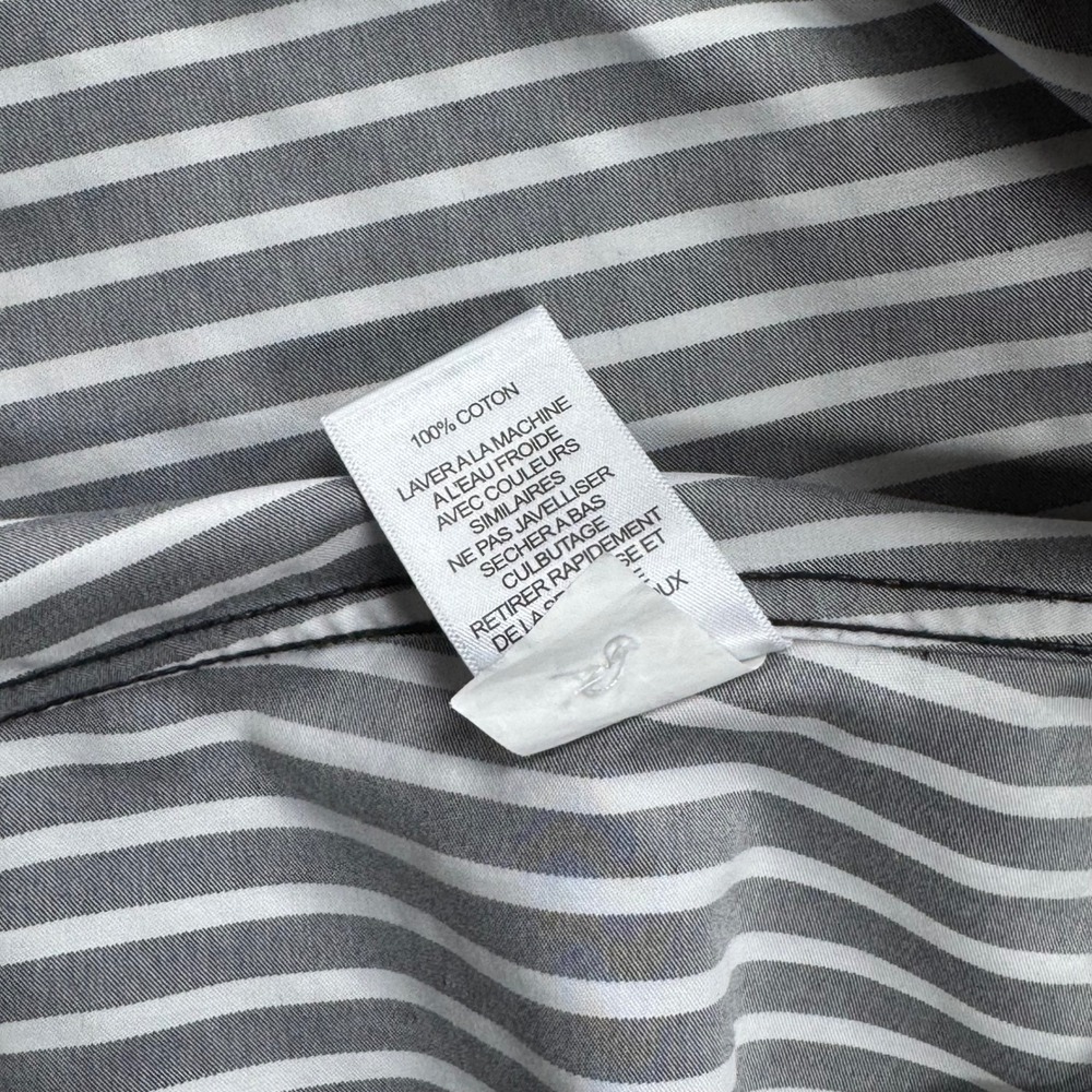 Foxcroft NYC Size 10 Non Iron Shirt Black White Striped Button Front Blouse - Picture 8 of 10